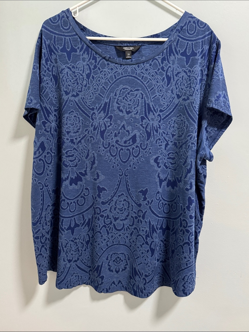 Simply Vera Wang Blue Short Sleeved Tee 2X